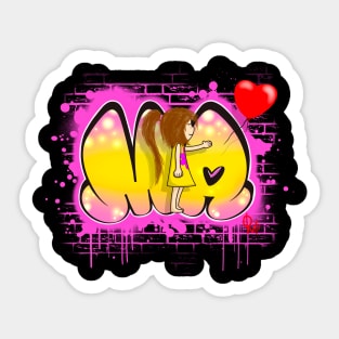 Mia Graffiti Style Girl With Balloon Sticker